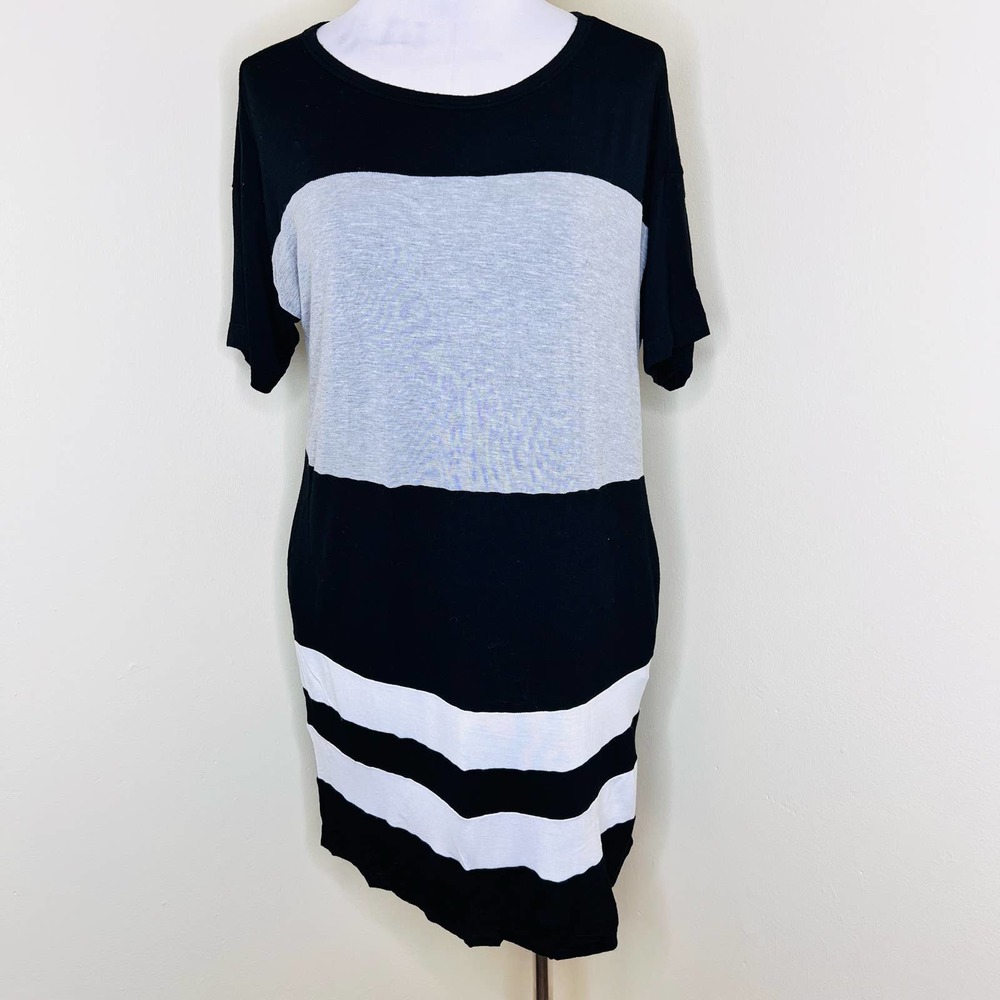 Simply Vera Vera Wang T-Shirt Dress w Pockets SMALL Jersey Knit Colorblock Black